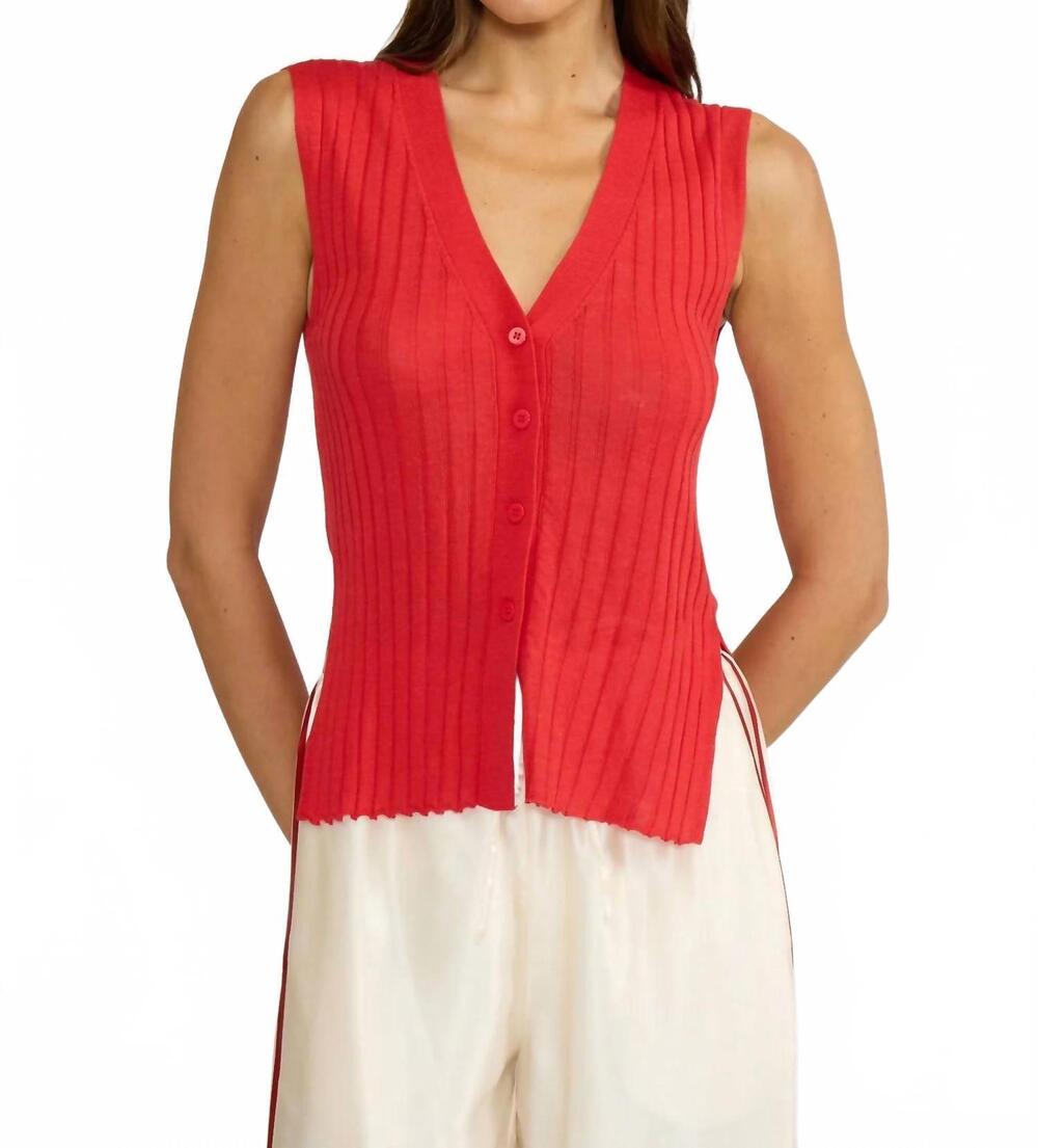 NEW LUCY PARIS women's kelly knit top in red